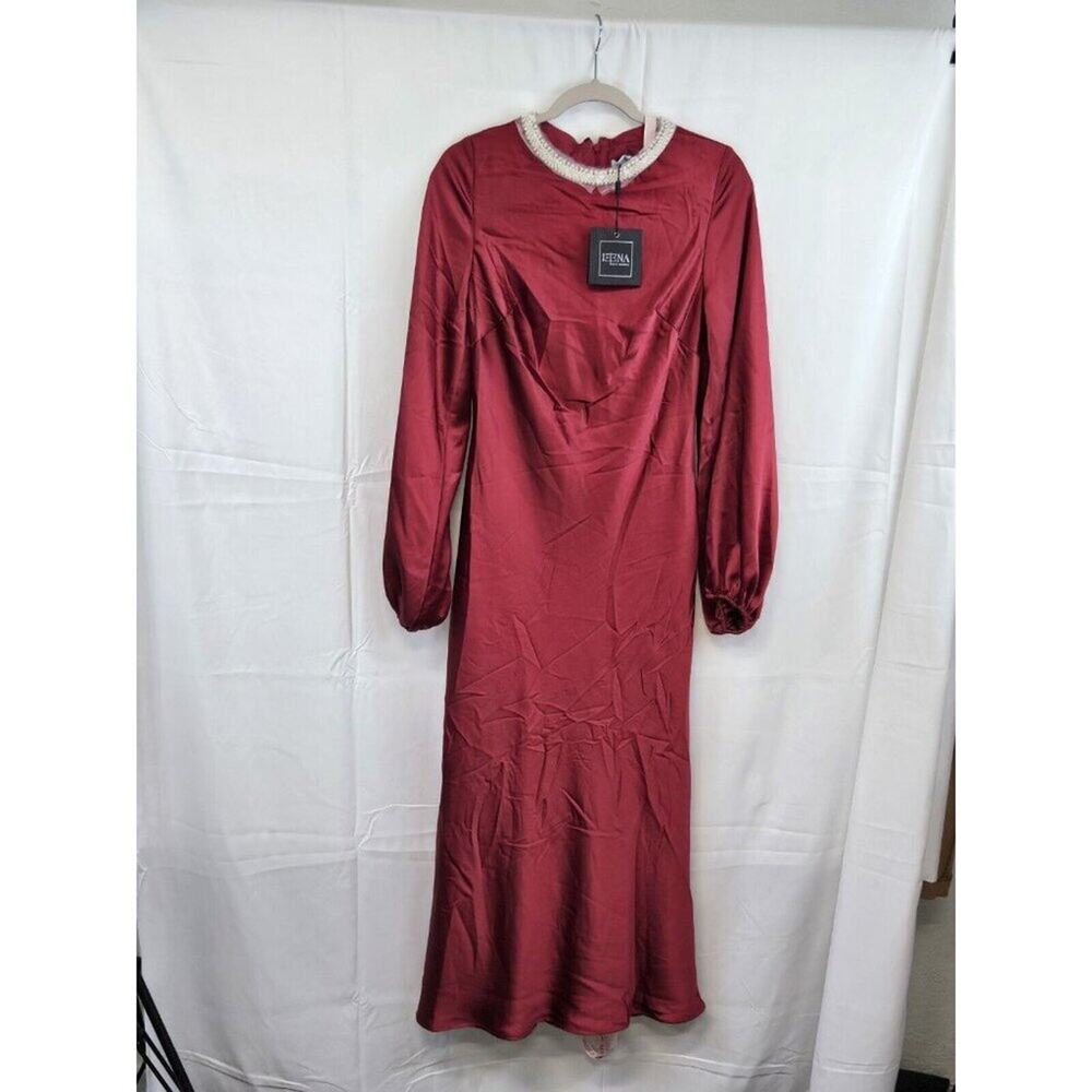 Leena For Mac Duggal Red Wine 100% Polyester Evening Dress. MSRP: $398 See Desc.